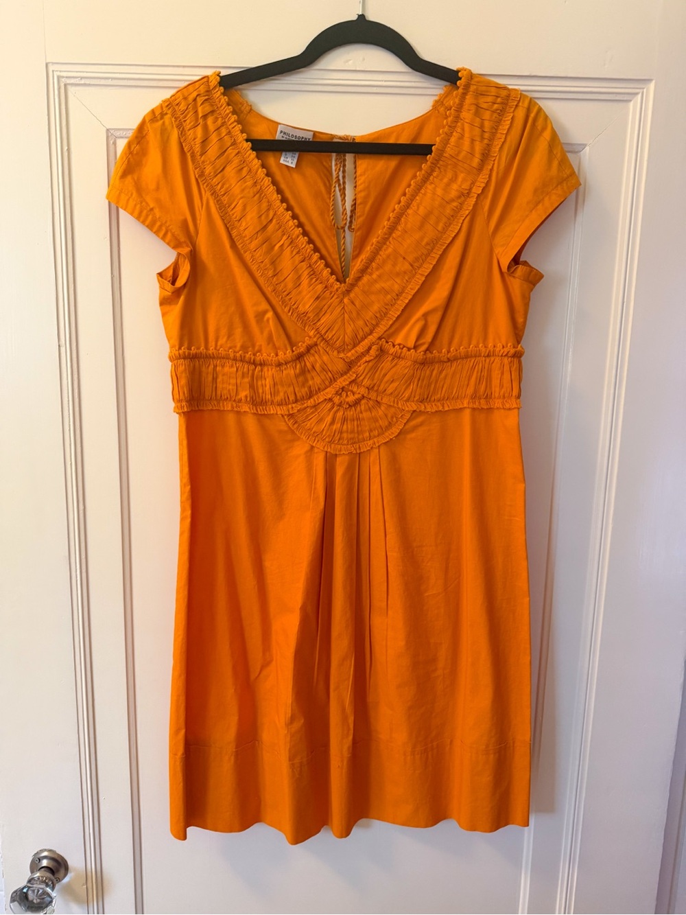 Philosophy di Alberta Ferreti Bright Orange V-Neck Women’s Dress